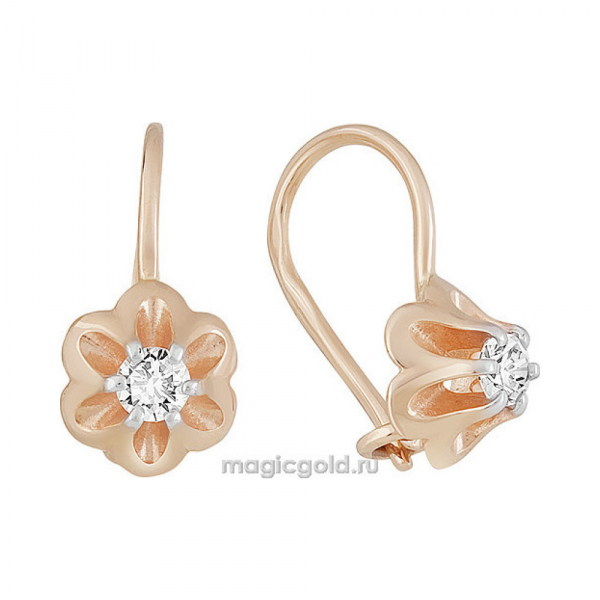 Золотые серьги с фианитом № 155411
