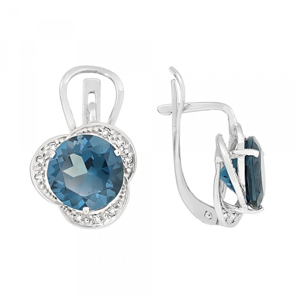 Золотые серьги с топазом и фианитом № 112907