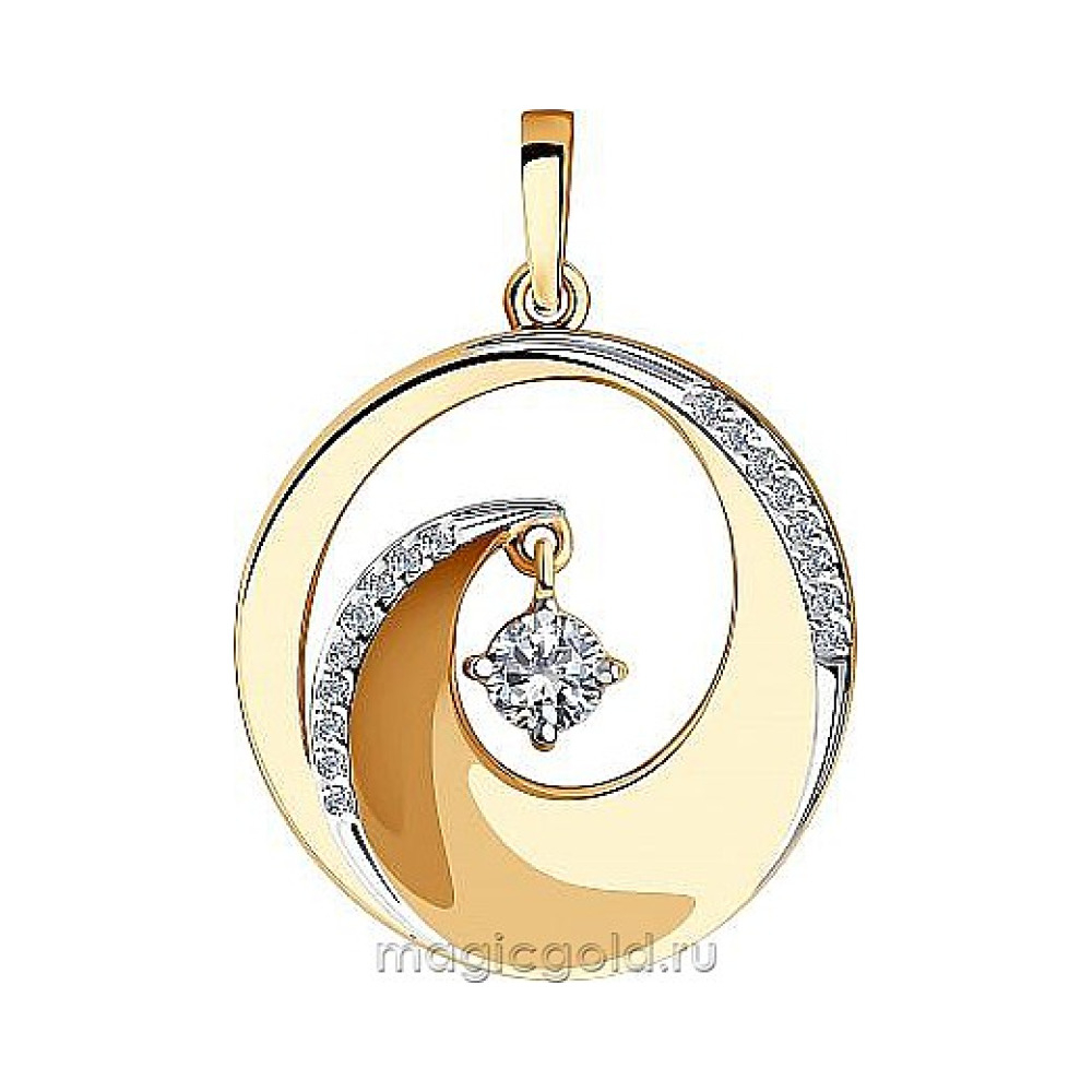 Золотая подвеска с фианитом № 174086