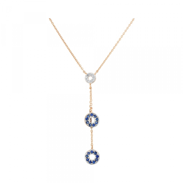 Золотое колье с бриллиантом и сапфиром № 114865