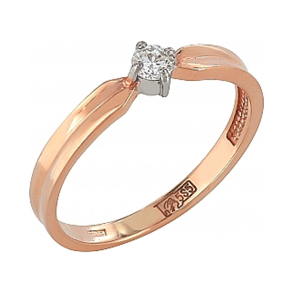 Золотое кольцо с бриллиантом № 102950