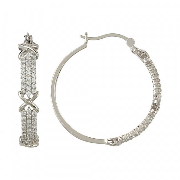 Серебряные серьги с фианитом № 107188