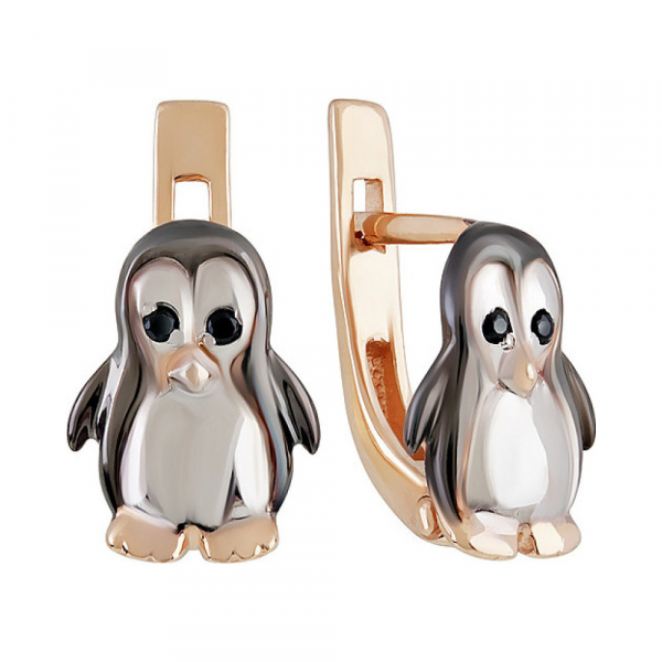 Золотые серьги с фианитом № 137407