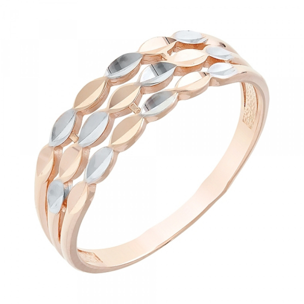 Золотое кольцо без камня с алмазкой № 112379