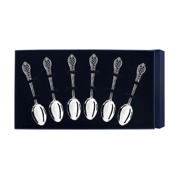 Набор чайной ложки Барокко с чернением из серебра 925 пробы