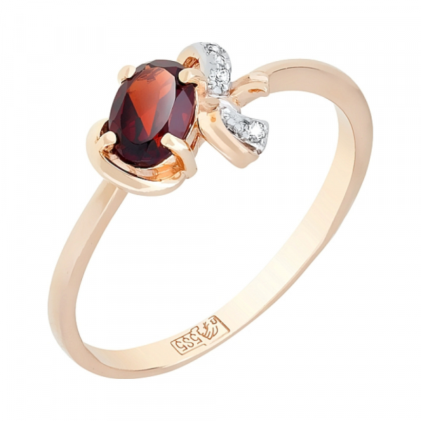 Кольцо с гранатом и фианитом № 101750