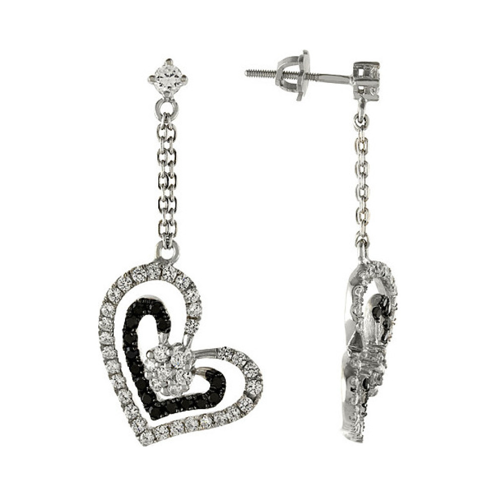 Серебряные серьги с фианитом № 83210