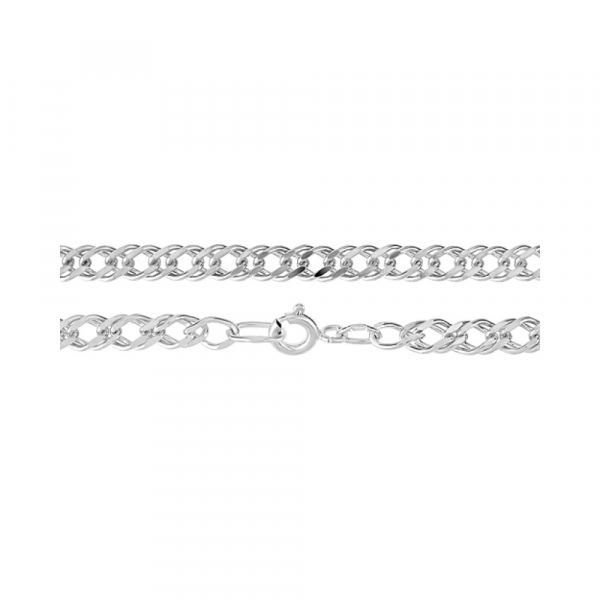 Цепь Ромб Двойной граненый родированная № 125925