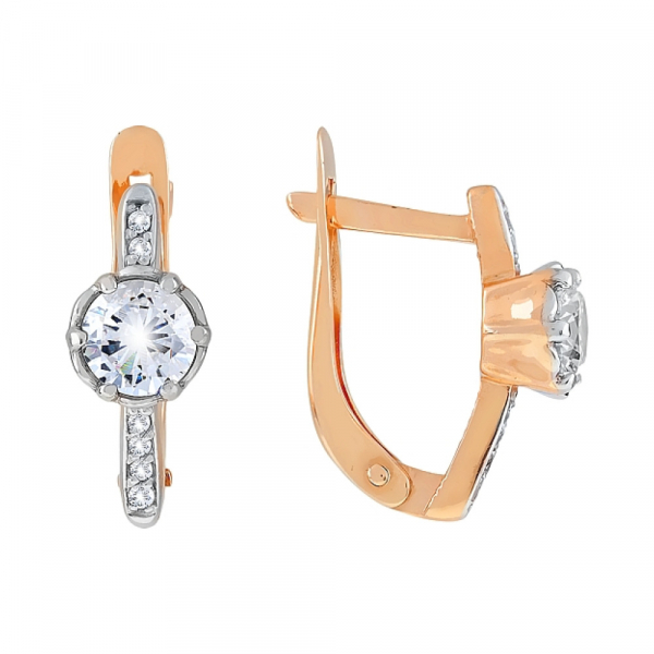 Золотые серьги с фианитами № 112660