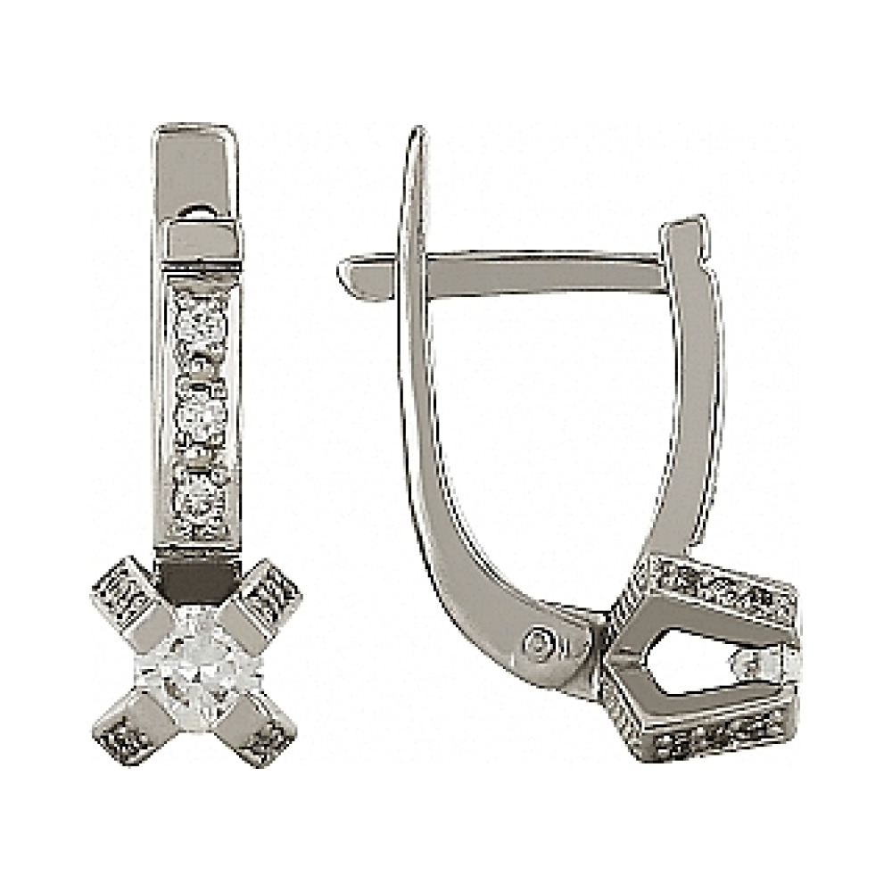 Золотые серьги с бриллиантом № 96299