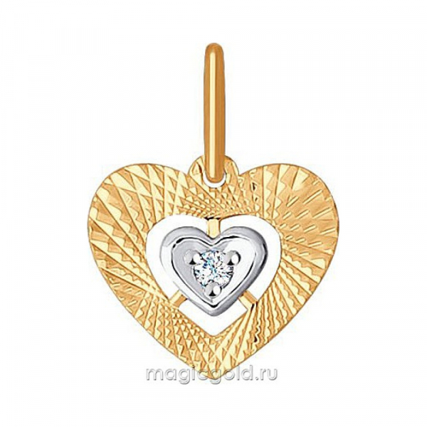 Золотая подвеска с алмазкой и фианитом № 163953