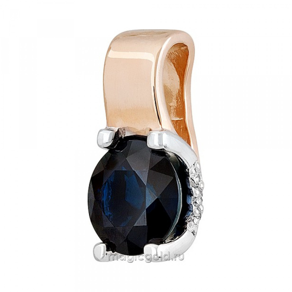 Золотая подвеска с бриллиантом и сапфиром № 140334