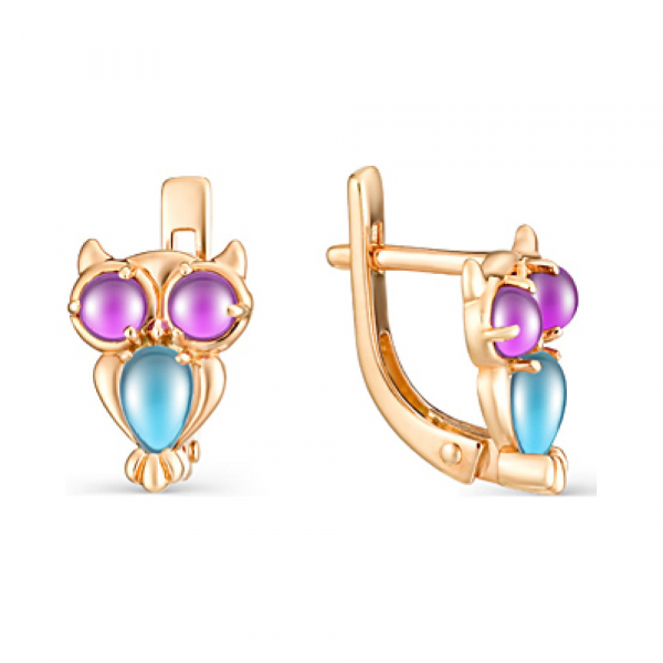 Золотые серьги с фианитом № 158898