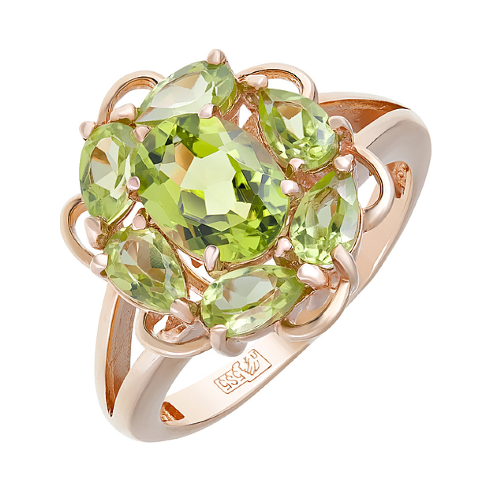 Золотое кольцо с хризолитом № 116272