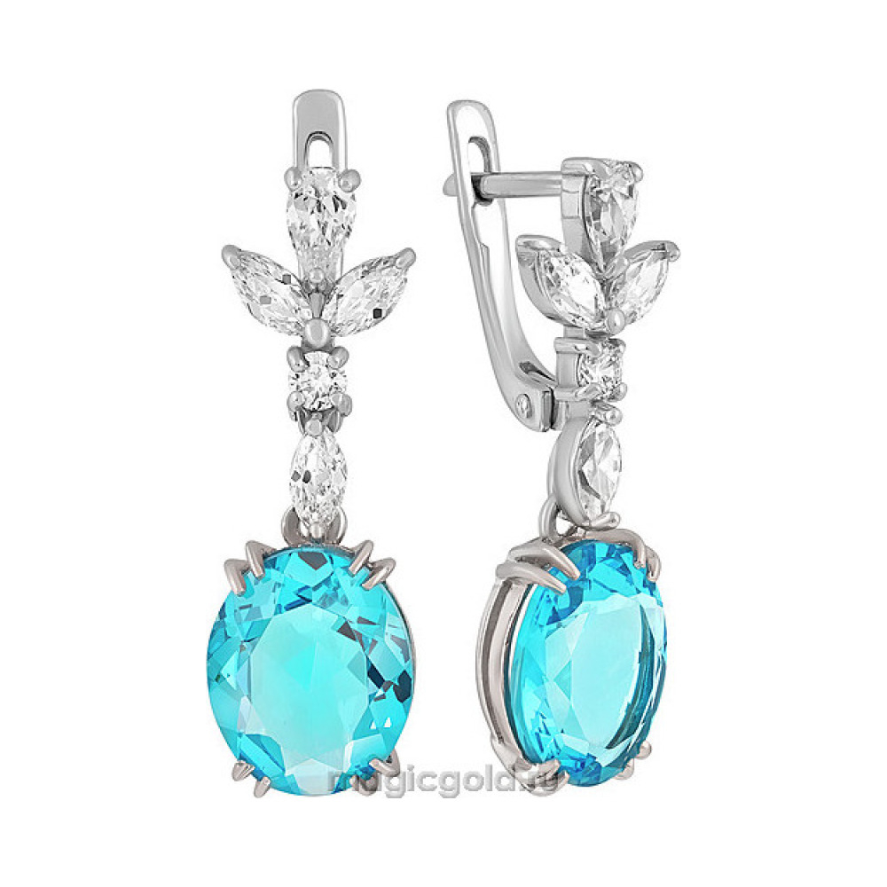 Серебряные серьги с алпанитом и фианитом № 133972