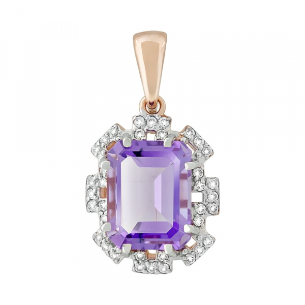 Золотая подвеска с аметистом и фианитом № 118196