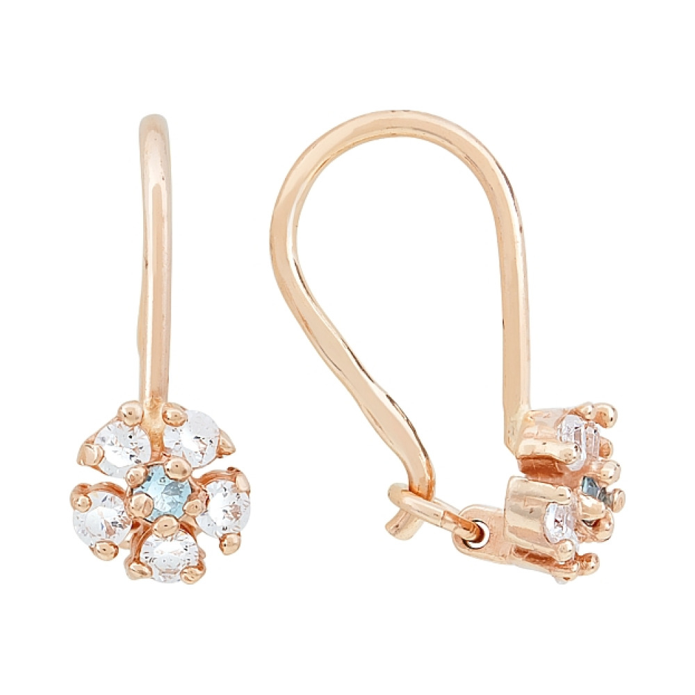 Золотые серьги с фианитом № 116742