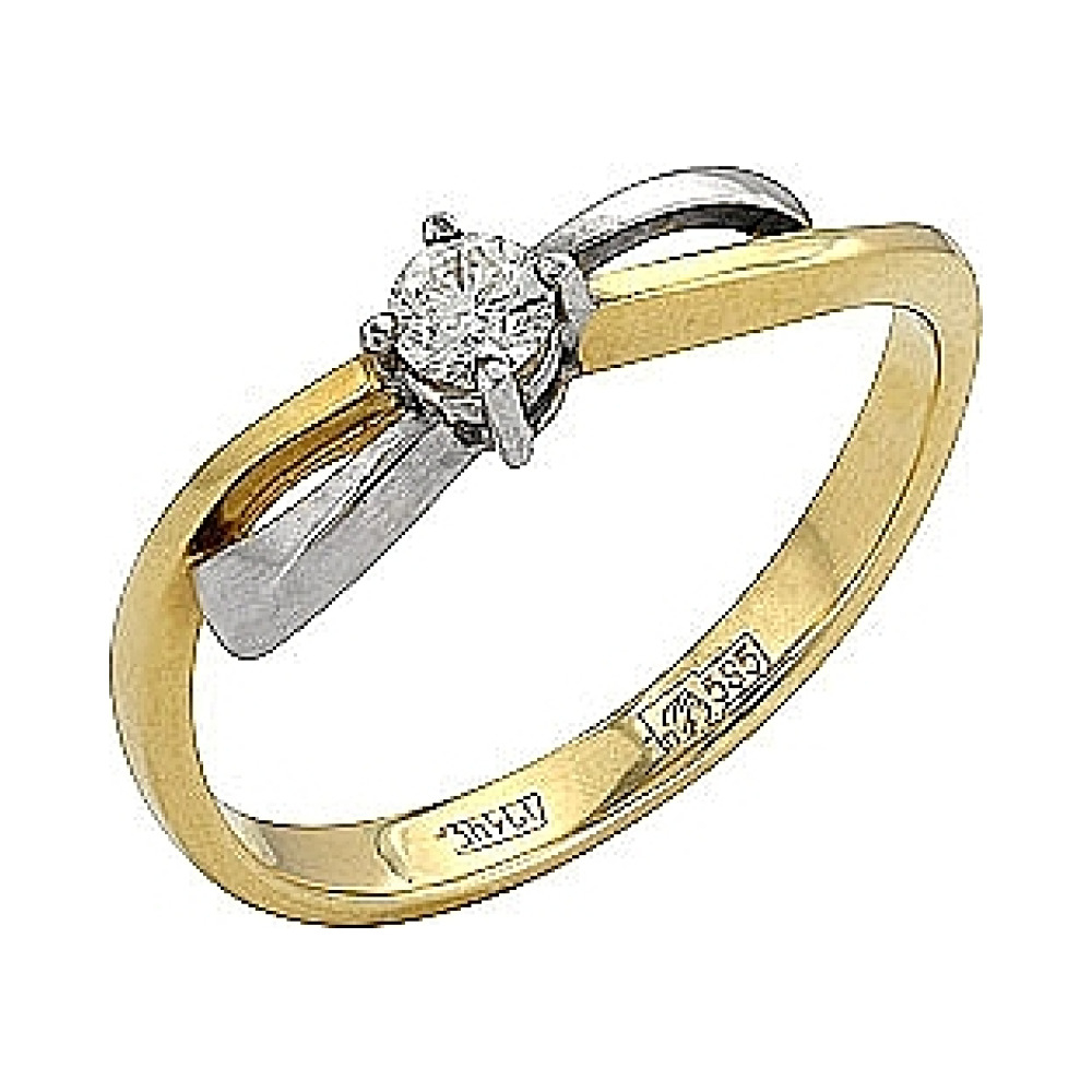 Золотое кольцо с бриллиантом № 78264