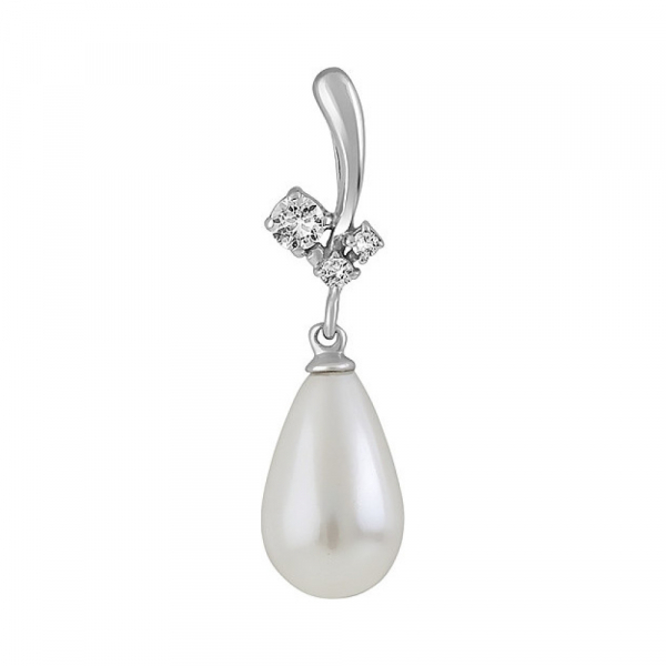 Серебряная подвеска с перламутровым жемчугом и фианитом № 134605