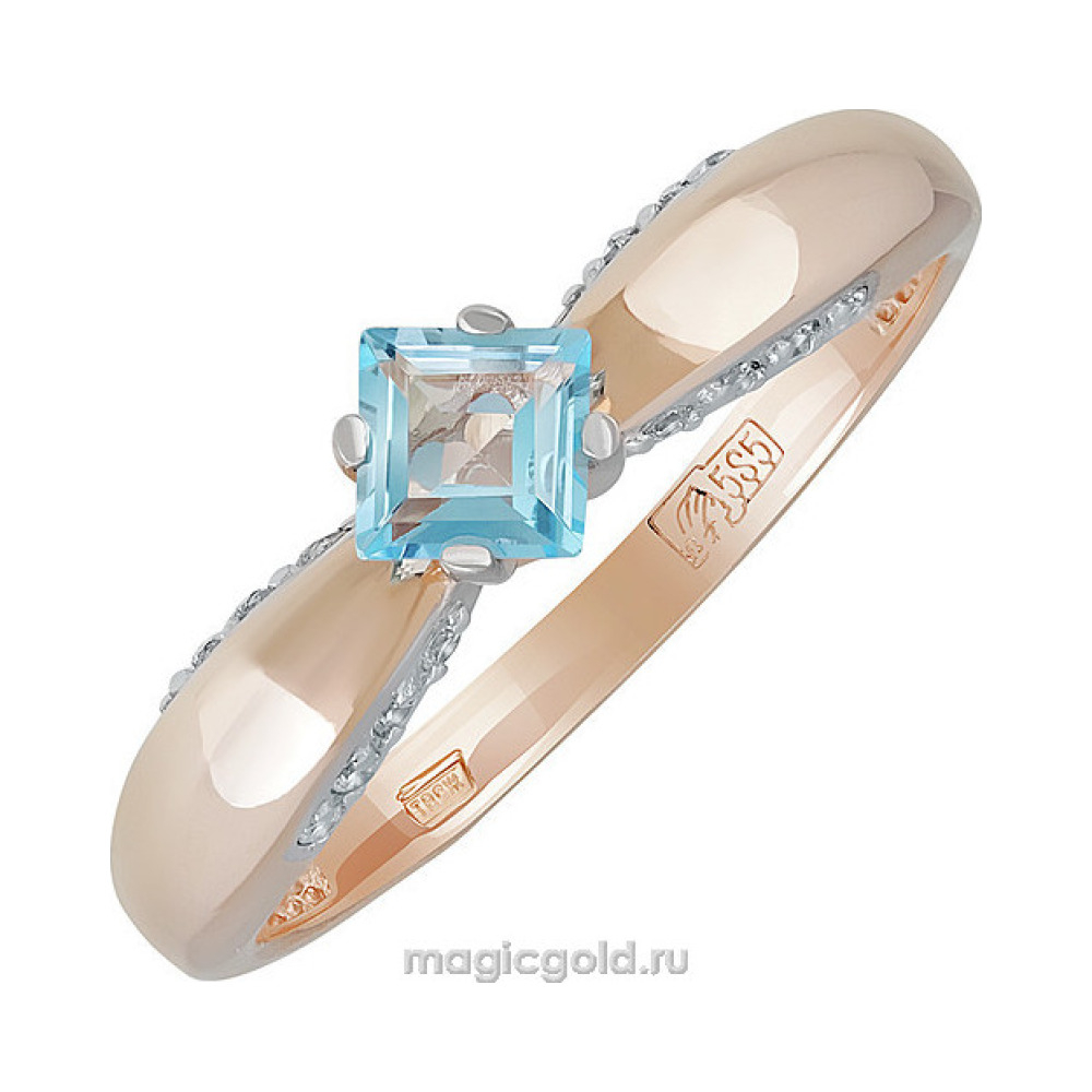 Золотое кольцо с топазом и фианитом № 139722