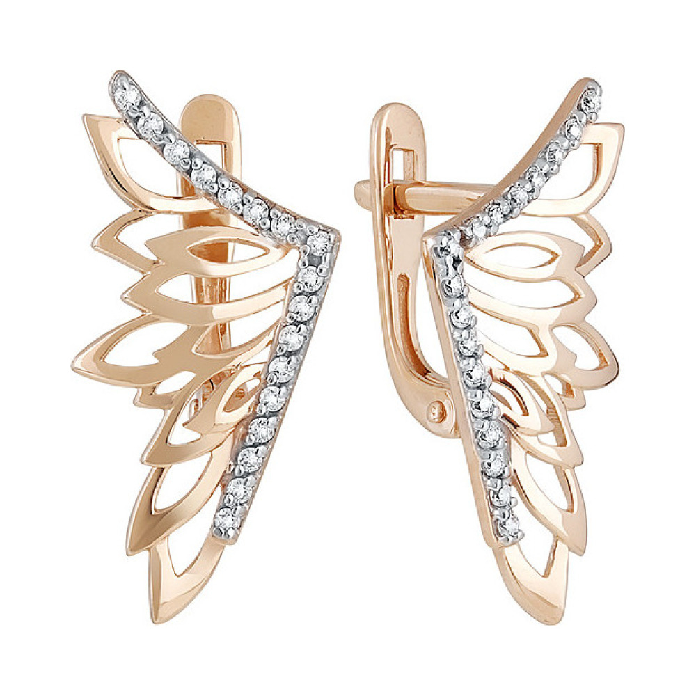 Золотые серьги с фианитом № 134402