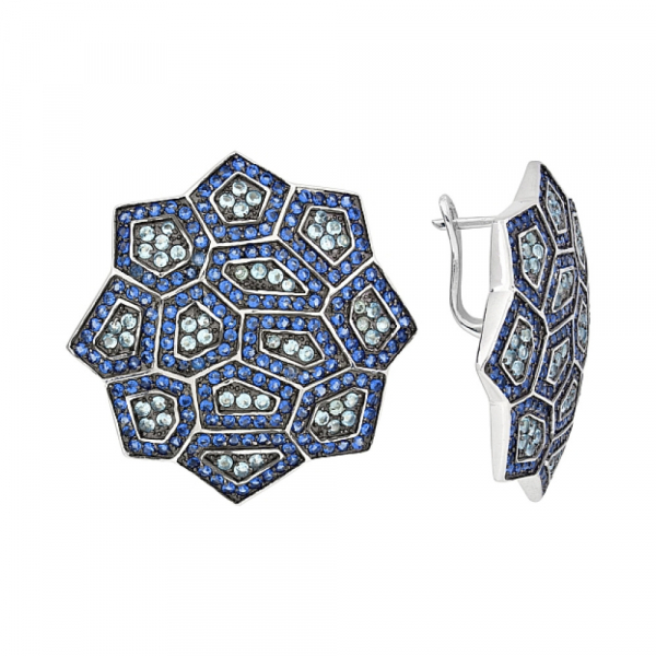 Серебряные серьги с фианитом № 118323