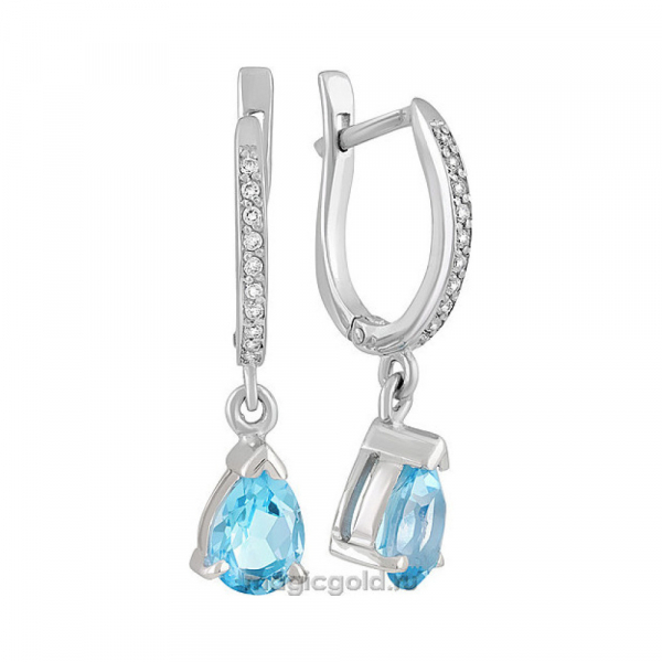 Серебряные серьги с топазом и фианитом № 136200