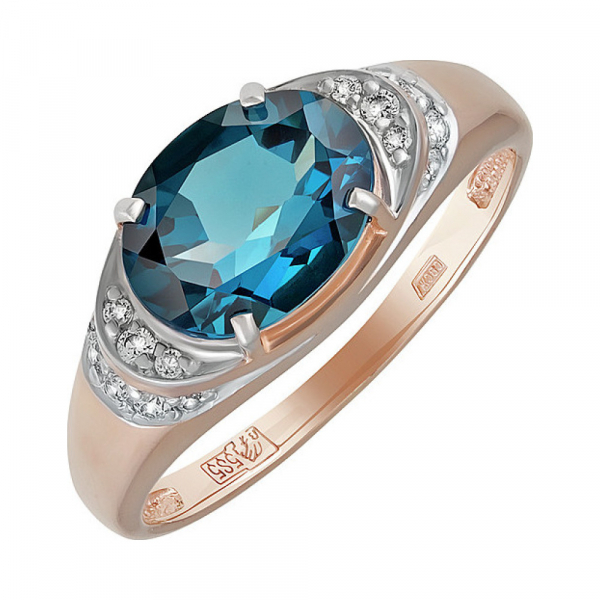 Золотое кольцо с топазом и фианитом № 134459