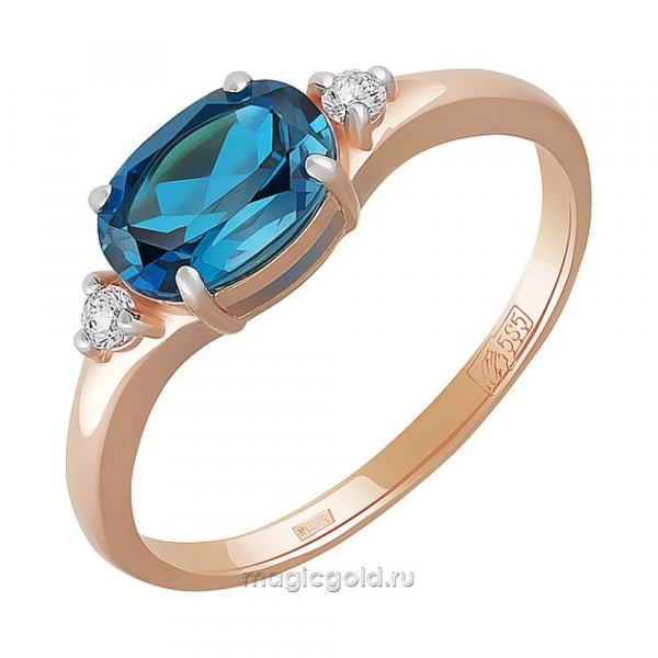 Золотое кольцо с топазом и фианитом № 164439
