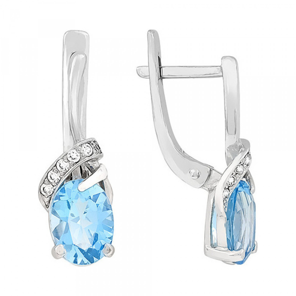 Золотые серьги с топазом и фианитом № 77049