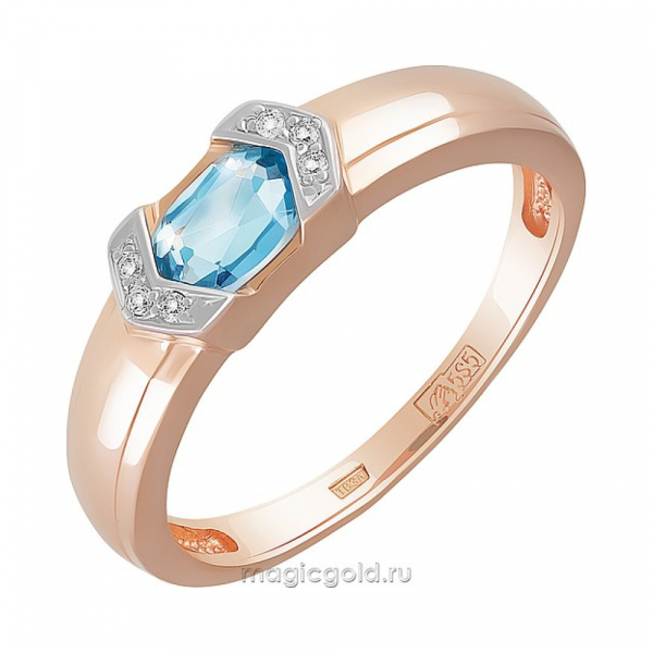 Золотое кольцо с топазом и фианитом № 158798