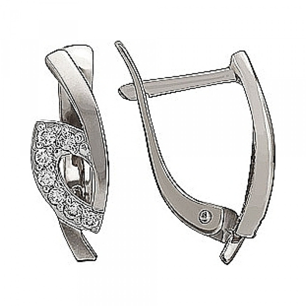 Золотые серьги с бриллиантом № 75996