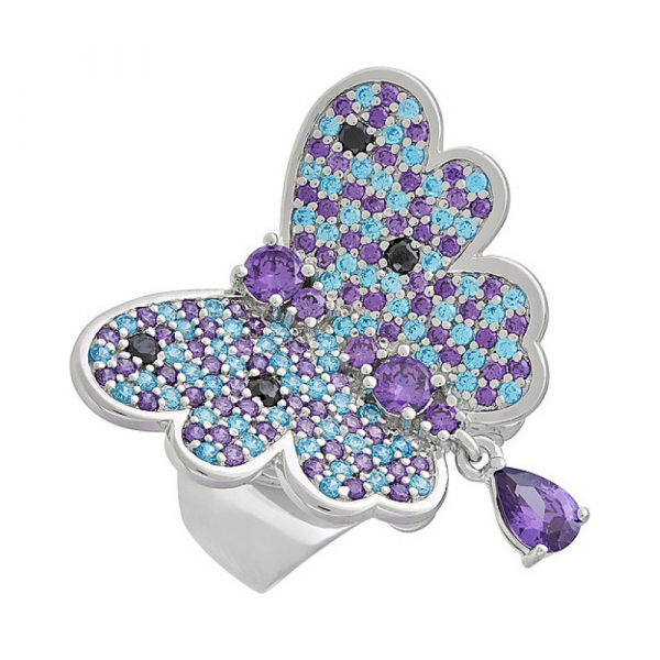 Серебряное кольцо с фианитом № 108587