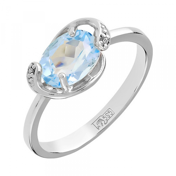 Золотое кольцо с топазом и фианитом № 109694