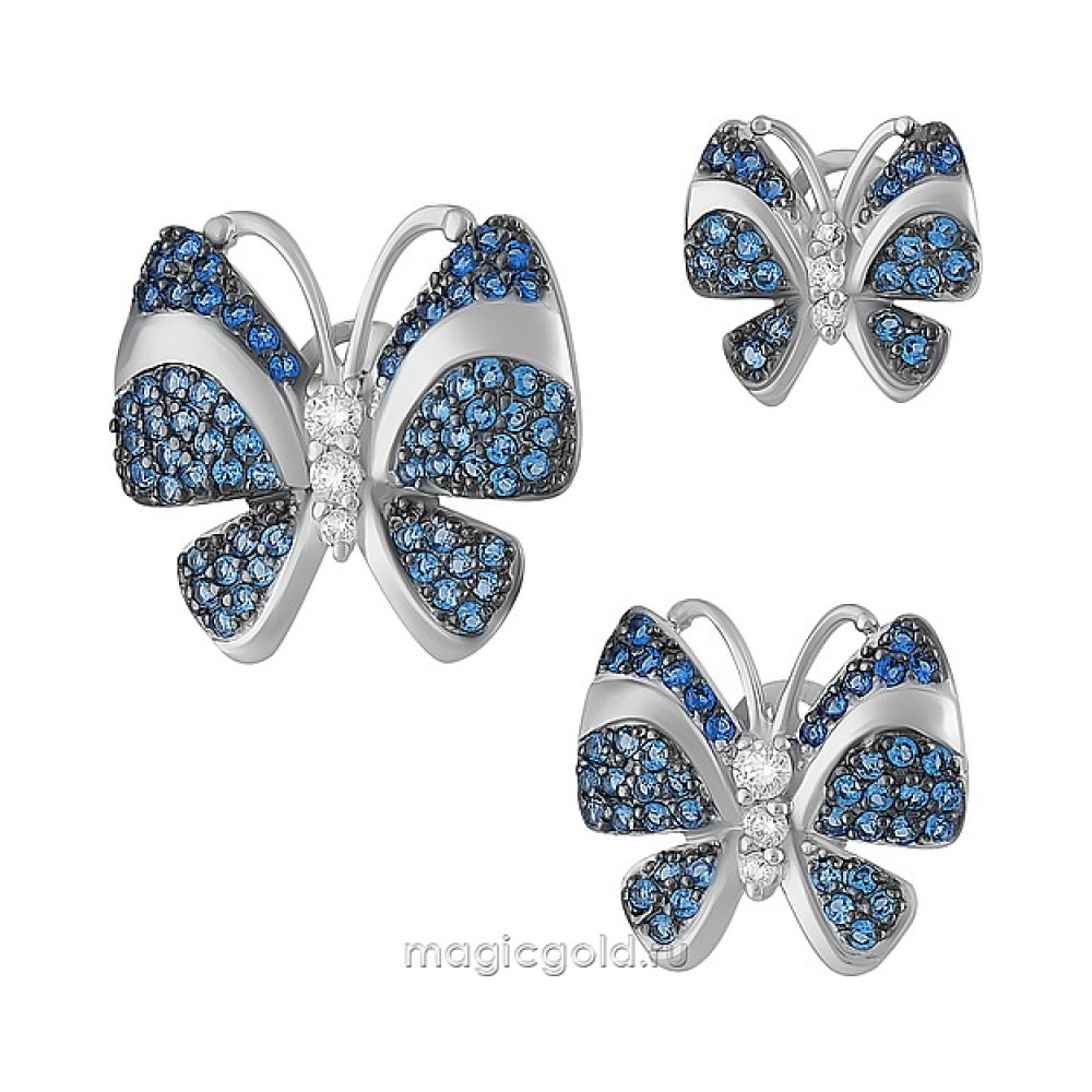 Серебряная брошь с фианитом № 161212