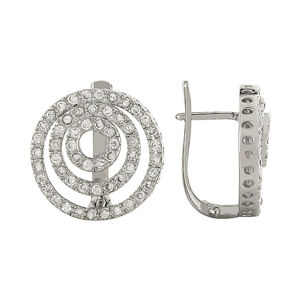 Серебряные серьги с фианитом № 83362