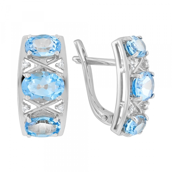 Золотые серьги с топазом и фианитом № 119562