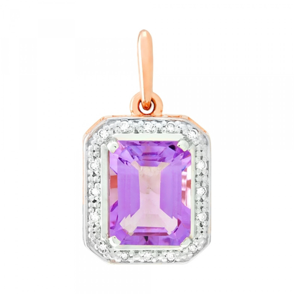 Подвеска с аметистом и фианитом № 76309
