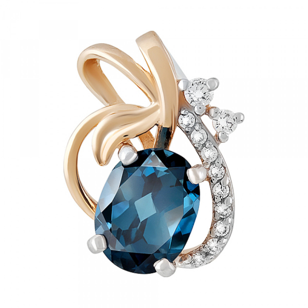 Золотая подвеска с топазом и фианитом № 119297