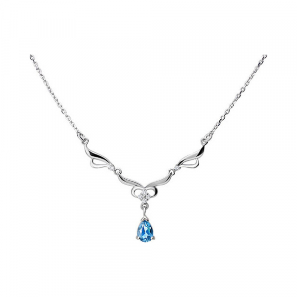 Серебряное колье с топазом и фианитом № 133186