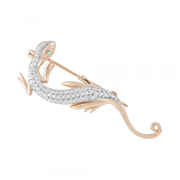 Золотая брошь с фианитами № 121985