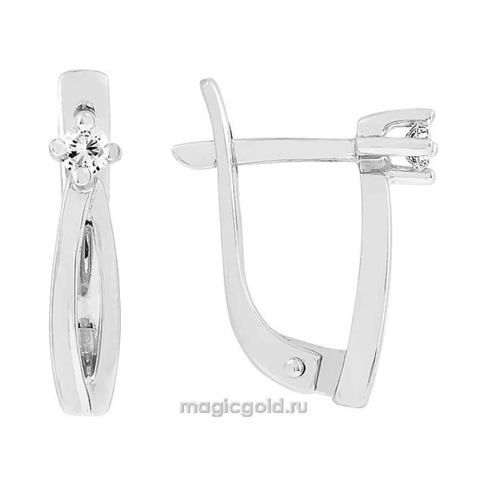 Золотые серьги с бриллиантом № 118769