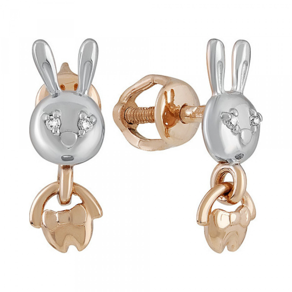 Золотые серьги с фианитом № 135910