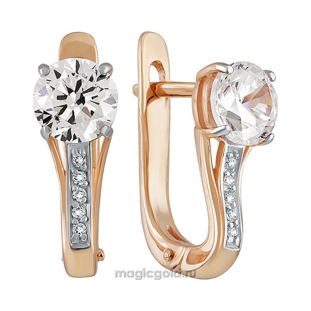 Золотые серьги с фианитом № 137794