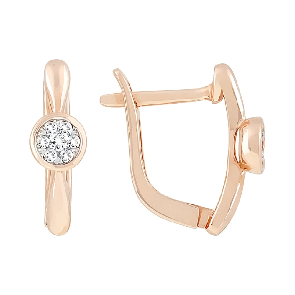 Золотые серьги с бриллиантом № 114435