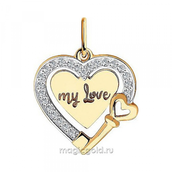 Золотая подвеска с фианитом № 174092