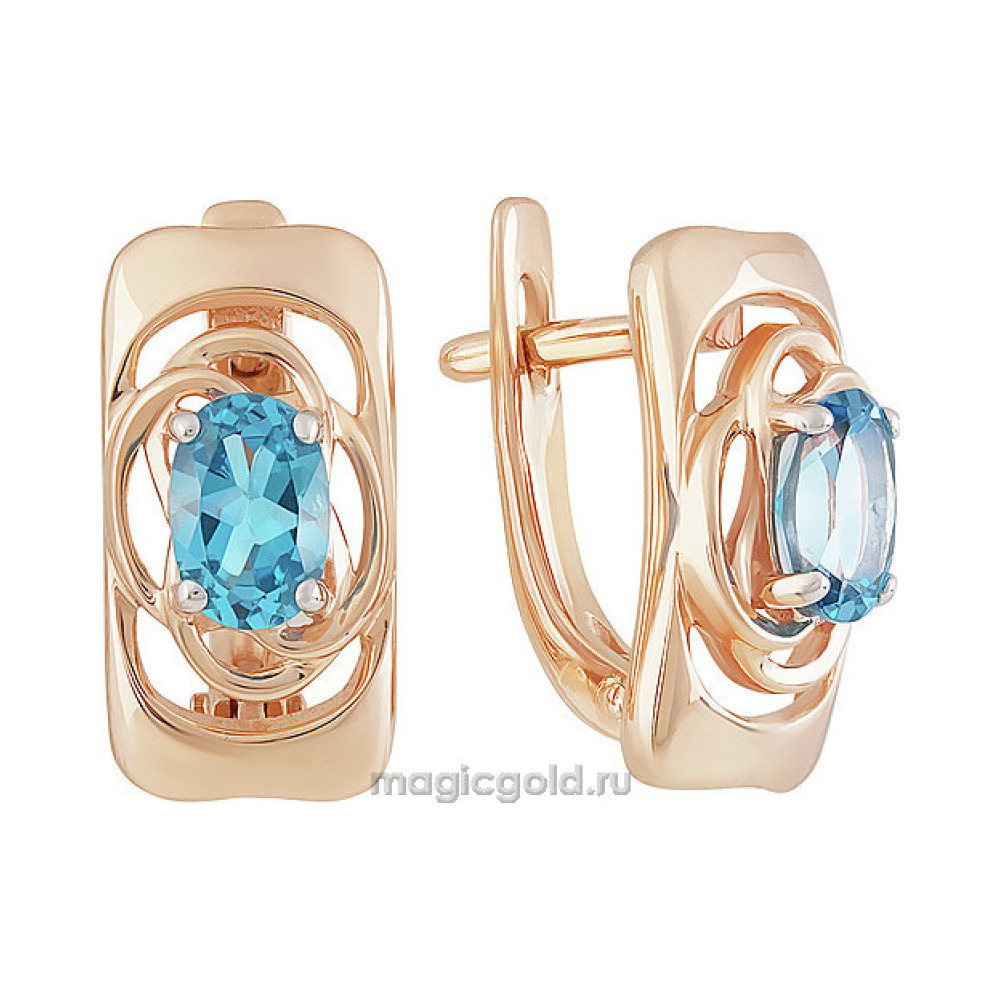 Золотые серьги с топазом № 159631