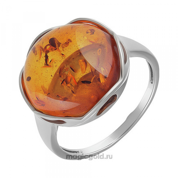 Серебряное кольцо с янтарем № 151415