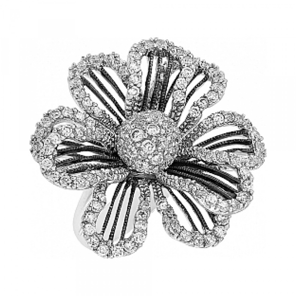 Серебряное кольцо с фианитом № 114287