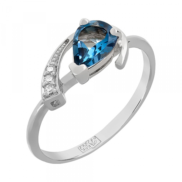 Золотое кольцо с топазом и фианитом № 115496